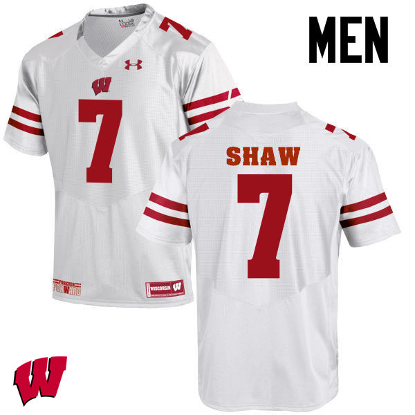 Wisconsin Badgers Men's #7 Bradrick Shaw NCAA Under Armour Authentic White College Stitched Football Jersey HC40D32AE